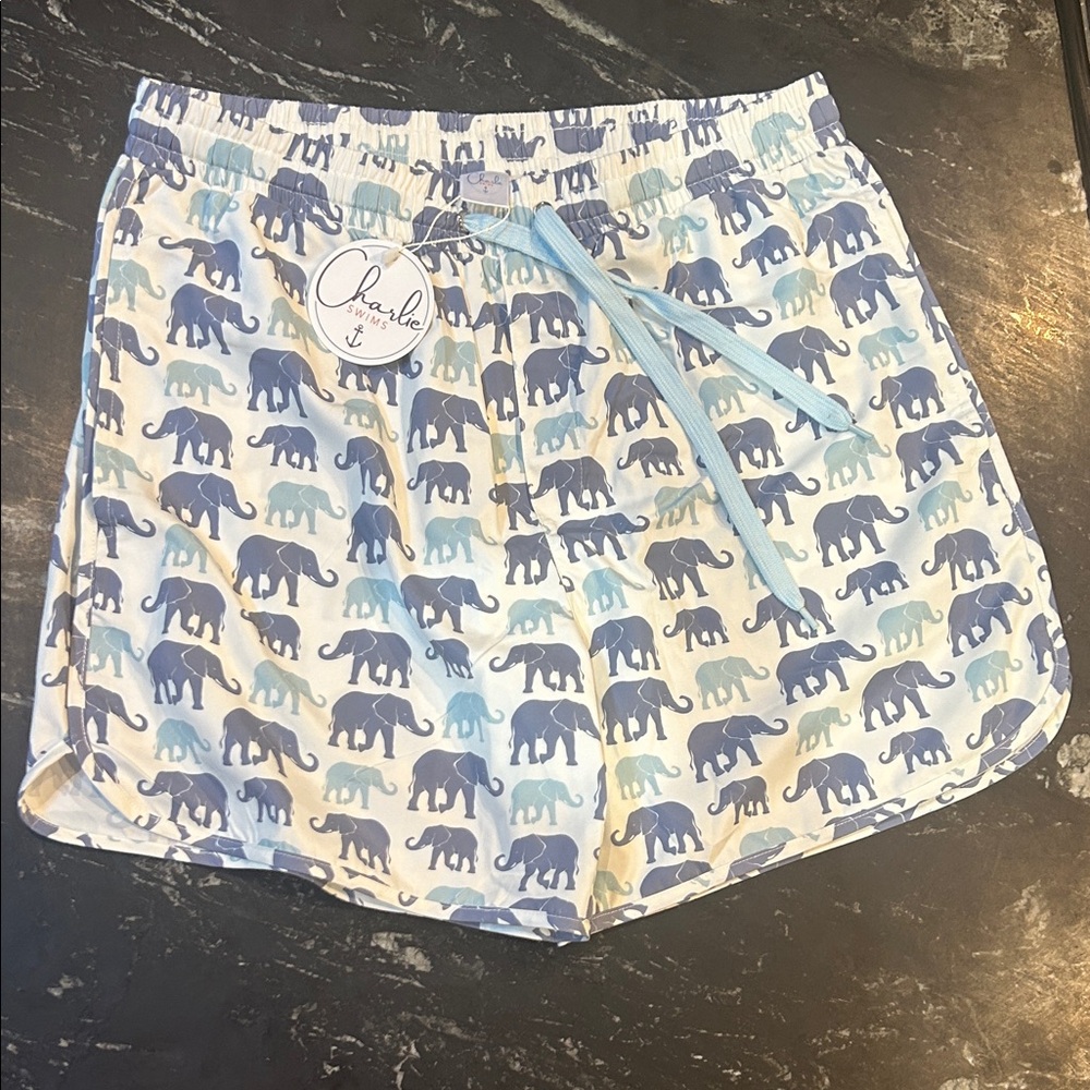 Swims Elephant Print Swim Trunks - Blue and White